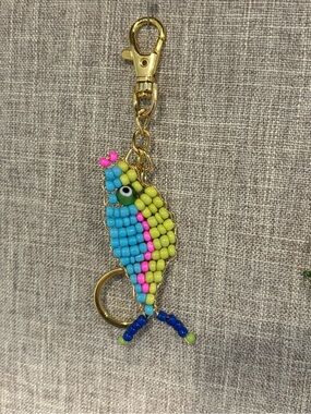 Beaded Fish Keychain/Bag Charm - Turquoise, Lime & Pink